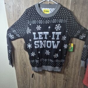 Let It Snow Black and Gray Crewneck Sweater It Lights Up Too
